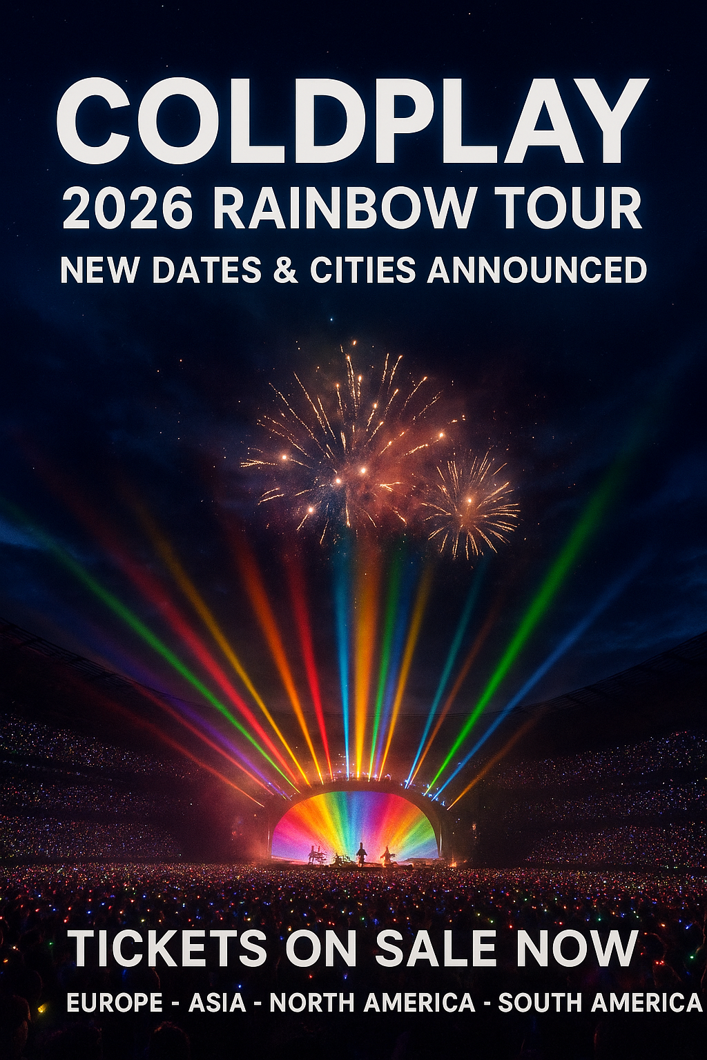 Coldplay – 2026 Rainbow Tour. New Dates & Cities Announced, Check Which Date We Are Coming To Your City⬇️⬇️