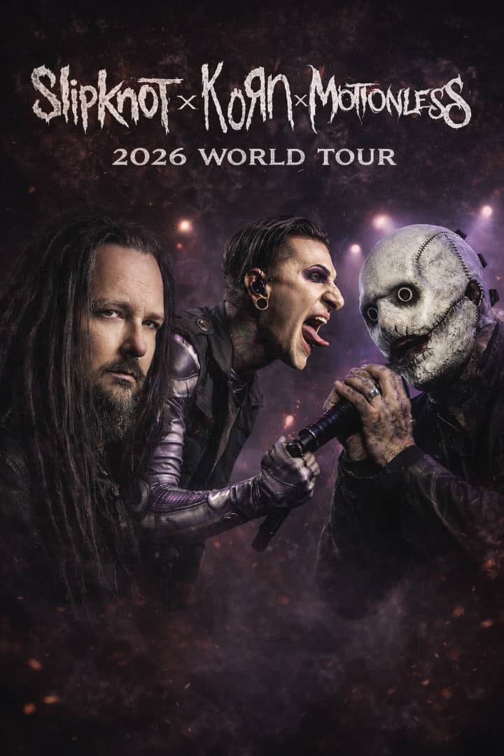 Slipknot × Korn × Motionless In White Announce Explosive 2026 World Tour — Dates and Cities Revealed — Watch Here ⬇️⬇️