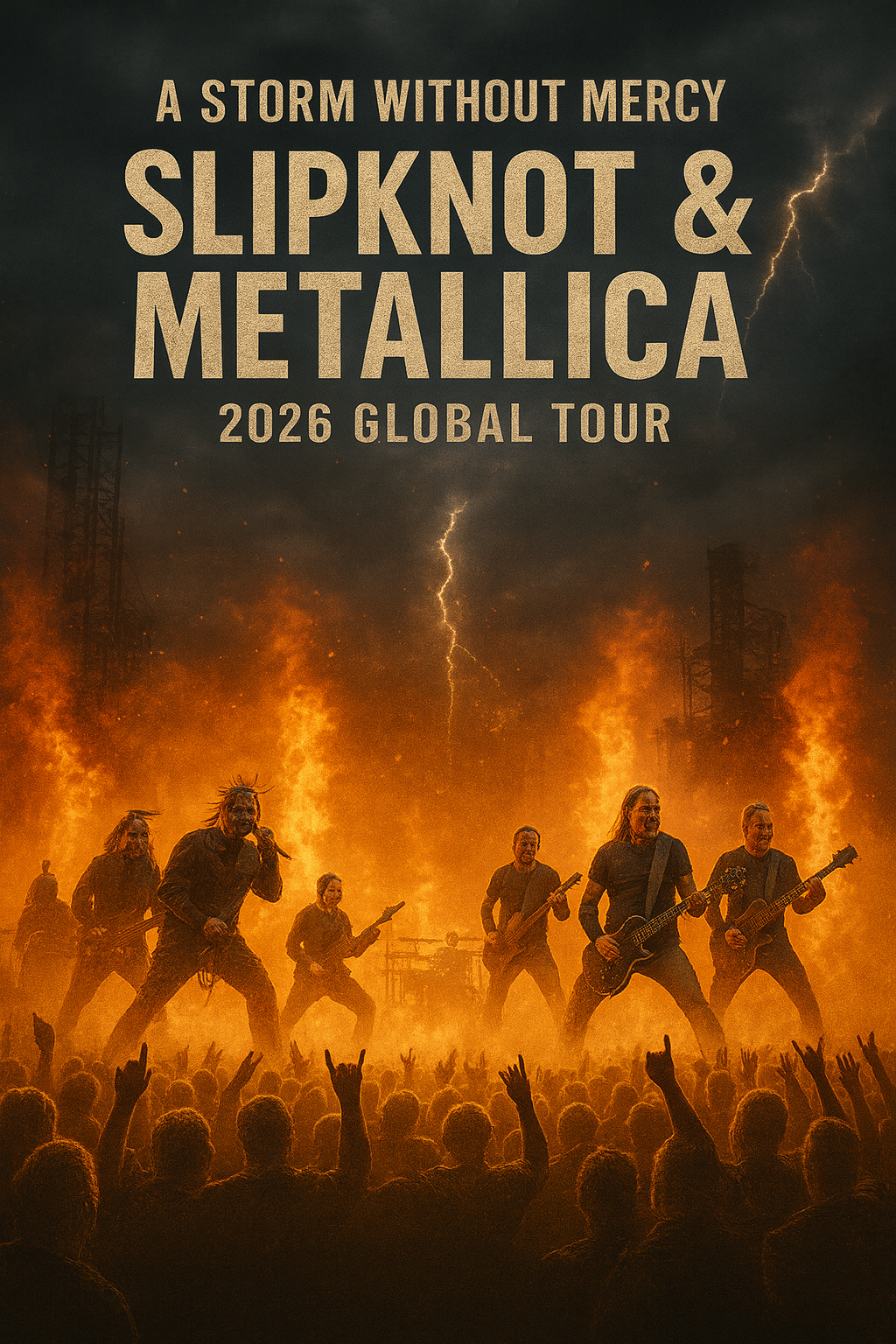 “A Storm Without Mercy: Slipknot and Metallica Confirm a 2026 Global Tour Filled With Shadows and Fire, Date and cities revealed..