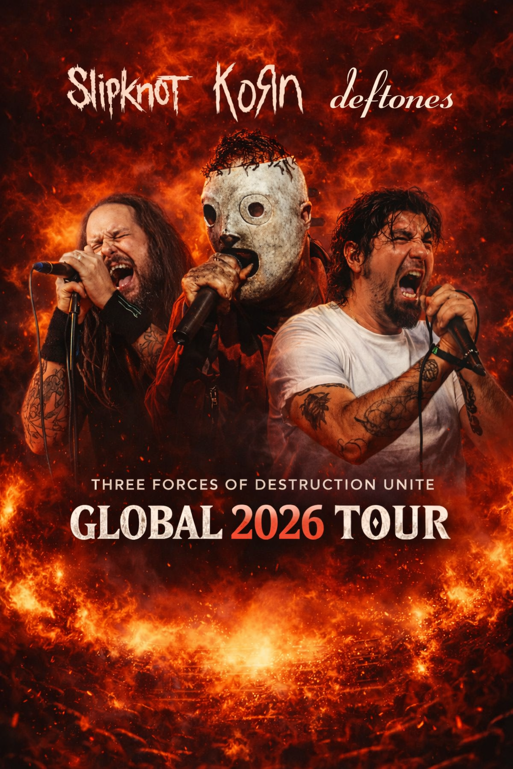 Slipknot, Korn & Deftones Unite for an Explosive 2026 World Tour — Dates and Cities Revealed — Watch Here ⬇️⬇️