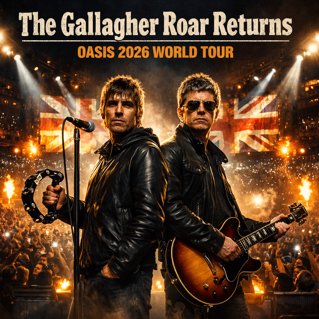 The Gallagher Roar Returns — Oasis Unveil Explosive 2026 Global Tour With Dates and Cities Locked In.