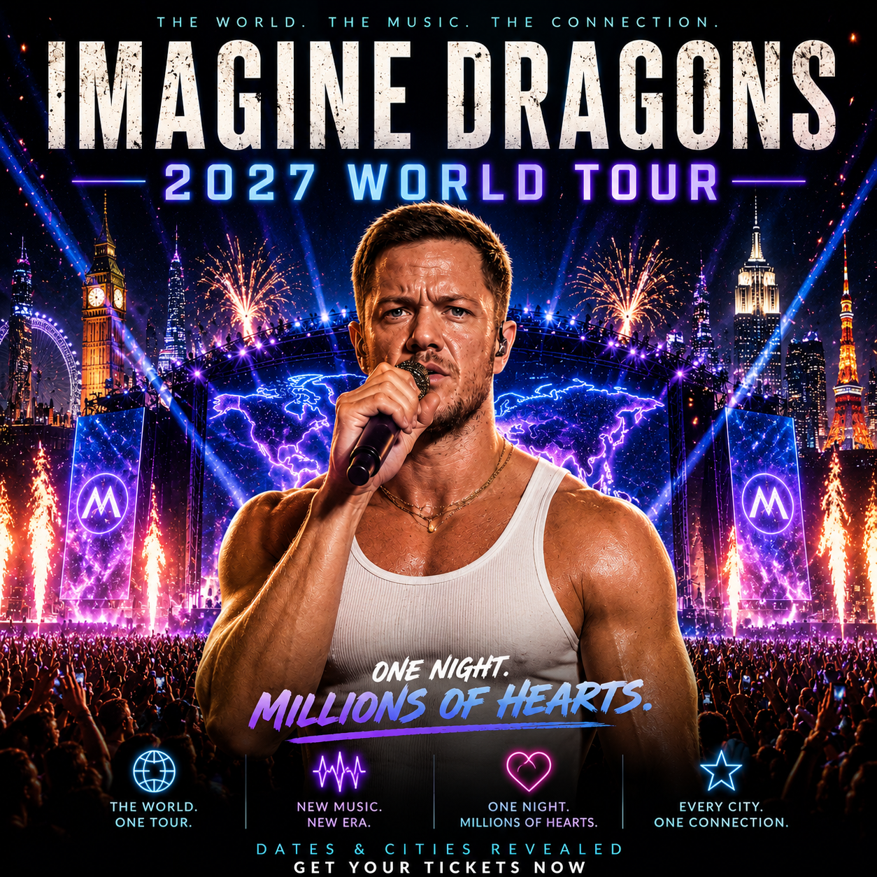 Imagine Dragons Announce 2027 world tour, Cities  and Date revealed.