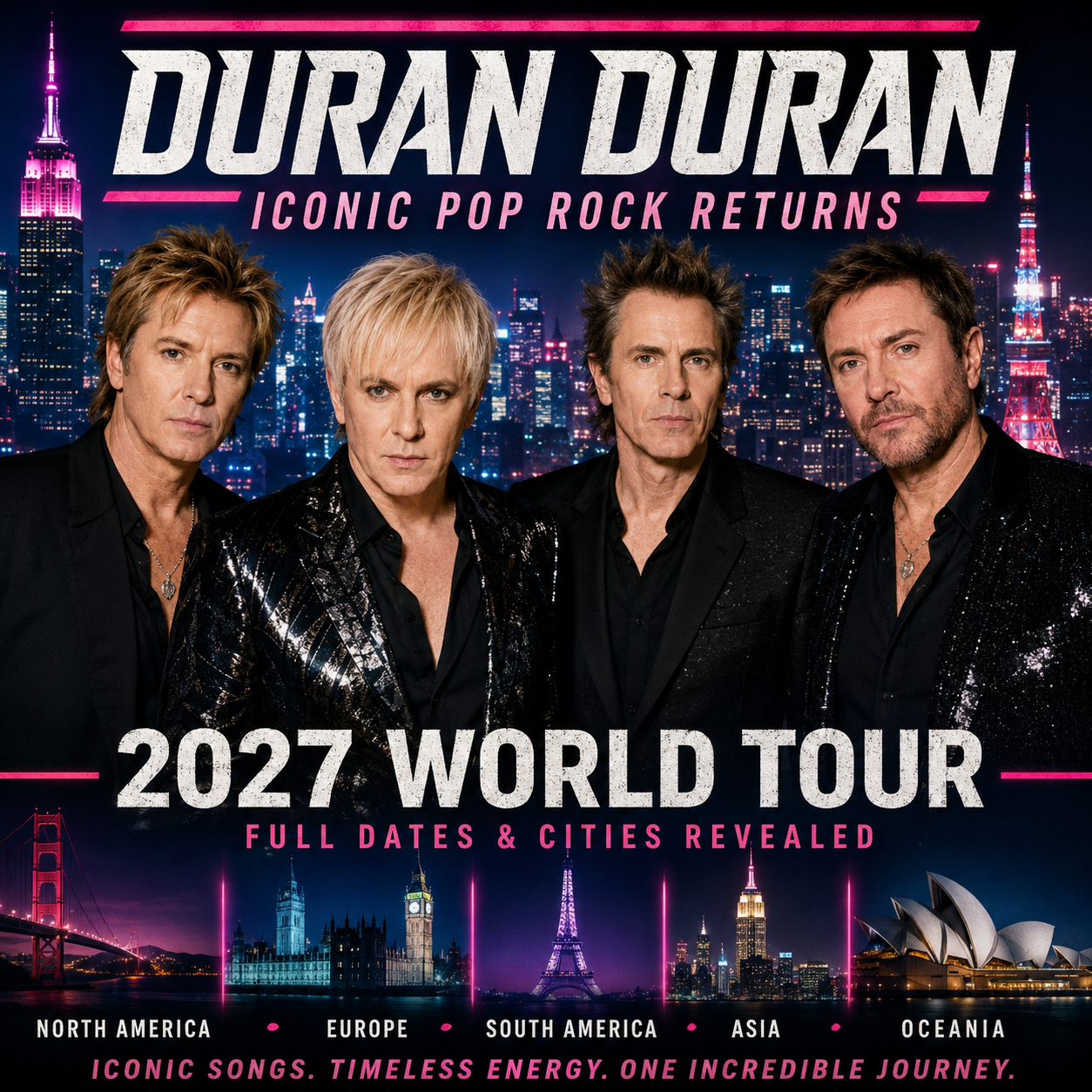 Iconic Pop Rock Returns — Duran Duran Share Full 2027 World Tour Dates and Cities.
