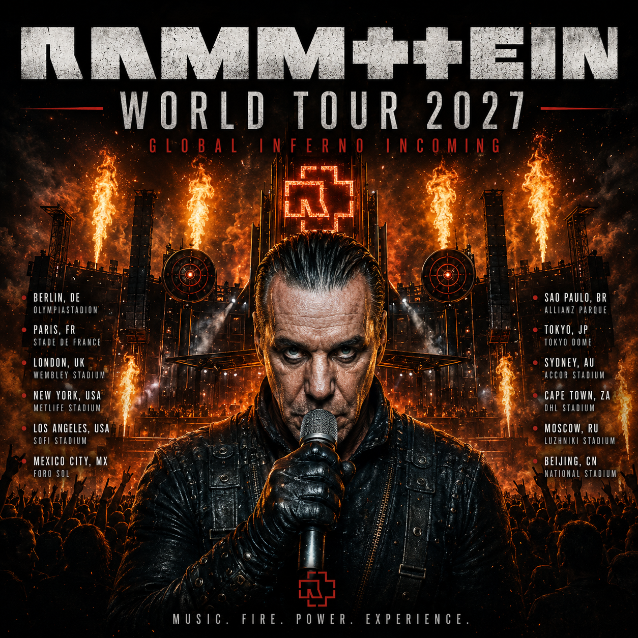 Global Inferno Incoming: Rammstein Reveal 2027 Tour Dates and Host Cities.